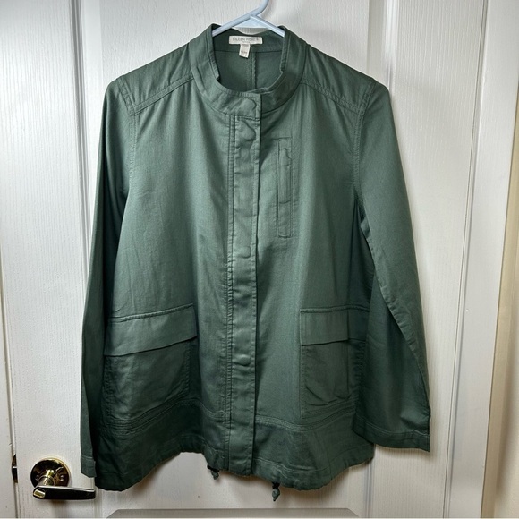 Eileen Fisher Jackets & Blazers - Eileen Fisher Organic Brushed Cotton Hemp Relaxed GREEN Jacket Size Small Petite